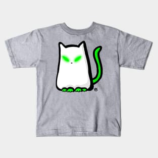 Green Alien Ghost Cat Kids T-Shirt